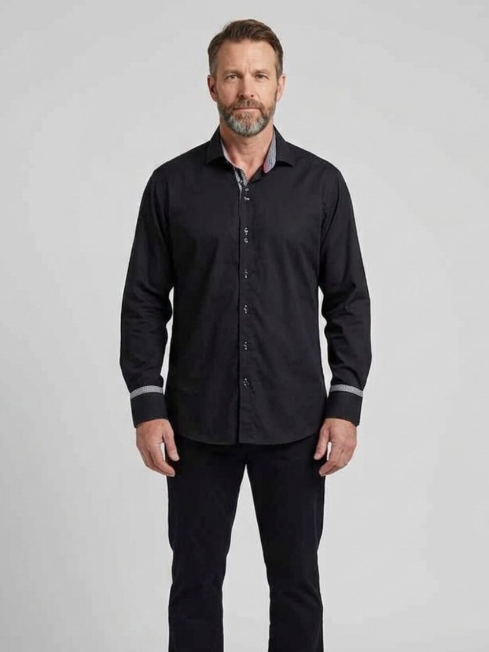 Italian Made 100% Cotton Black Dress Shirt
